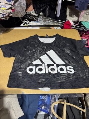 adidas Black Mesh Tee with White Logo